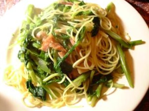 レアな野菜？　のらぼう菜のパスタ